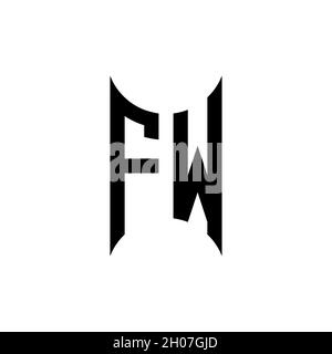 FW Monogram geometric shape style template. Monogram initial design vector on isolated background Stock Vector