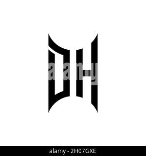 DH Monogram geometric shape style template. Monogram initial design vector on isolated background Stock Vector