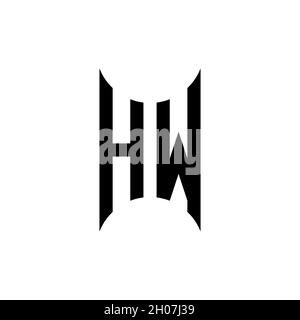 HW Monogram geometric shape style template. Monogram initial design vector on isolated background Stock Vector