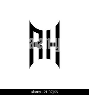 QH Monogram geometric shape style template. Monogram initial design vector on isolated background Stock Vector
