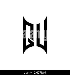 PU Monogram geometric shape style template. Monogram initial design vector on isolated background Stock Vector