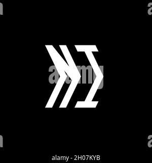 NI Monogram geometric shape style template. Monogram initial design vector on isolated background Stock Vector