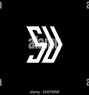 SU Monogram geometric shape style template. Monogram initial design vector on isolated background Stock Vector