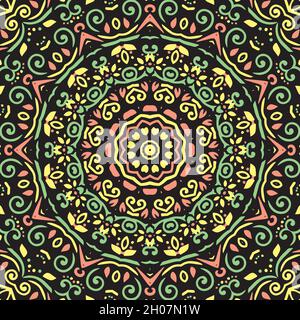 Indian Seamless Mandala Pattern. Decorative floral design. Islam Arabic motifs. Oriental textile design. Stock Vector