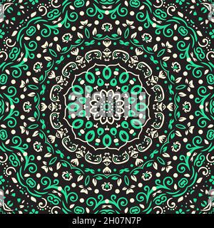 Indian Seamless Mandala Pattern. Decorative floral design. Islam Arabic motifs. Oriental textile design. Stock Vector