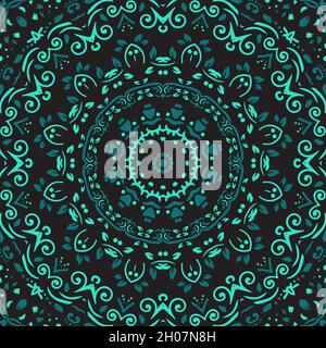 Indian Seamless Mandala Pattern. Decorative floral design. Islam Arabic motifs. Oriental textile design. Stock Vector