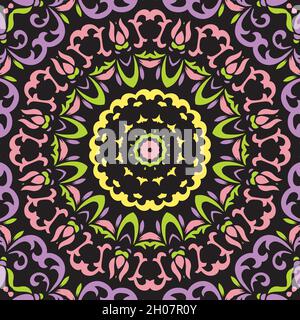 Indian Seamless Mandala Pattern. Decorative floral design. Islam Arabic motifs. Oriental textile design. Stock Vector