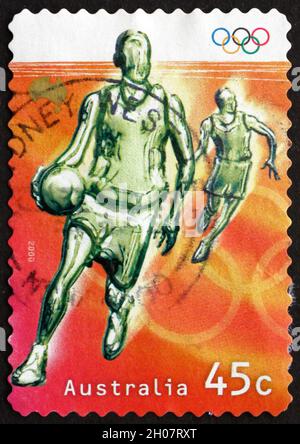 AUSTRALIA - CIRCA 2000: a stamp printed in Australia shows Basketball, Olympic Sport, circa 2000 Stock Photo