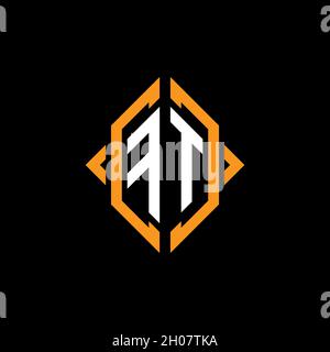 FT Monogram geometric shape style template. Monogram initial design vector on isolated background Stock Vector