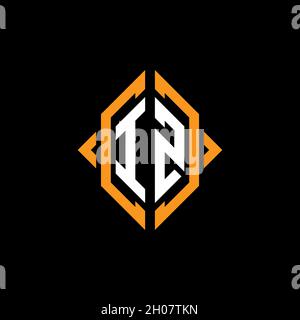 IZ Monogram geometric shape style template. Monogram initial design vector on isolated background Stock Vector