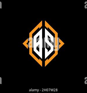 BS Monogram geometric shape style template. Monogram initial design vector on isolated background Stock Vector