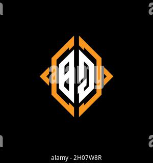 BQ Monogram geometric shape style template. Monogram initial design vector on isolated background Stock Vector