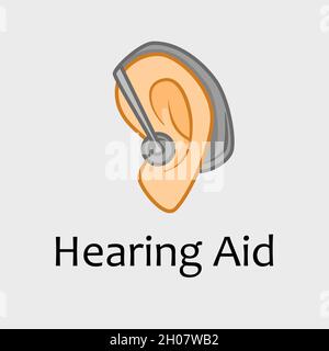 Vector Colored Receiver in the ear (RITE) Hearing Aid Icon. Great for health services, accessibility and advertisement of assisted technologies. Stock Vector