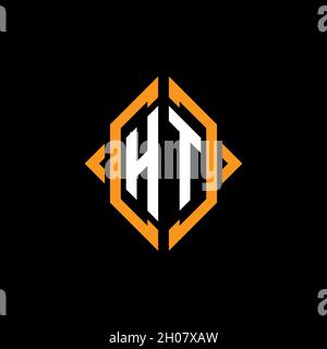 HT Monogram geometric shape style template. Monogram initial design vector on isolated background Stock Vector
