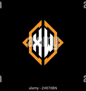XW Monogram geometric shape style template. Monogram initial design vector on isolated background Stock Vector