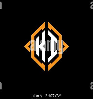 KI Monogram geometric shape style template. Monogram initial design vector on isolated background Stock Vector
