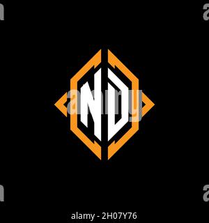 ND Monogram geometric shape style template. Monogram initial design vector on isolated background Stock Vector
