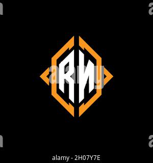 RN Monogram geometric shape style template. Monogram initial design vector on isolated background Stock Vector