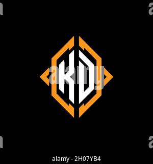 KD Monogram geometric shape style template. Monogram initial design vector on isolated background Stock Vector