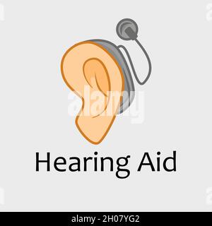 Vector Coloured Cochlear or Auditory brainstem Hearing Aid Implants Icon. Great for health services, accessibility and assisted technologies. Stock Vector