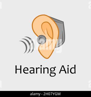 Vector Coloured Behind the Ear Hearing Aid (BTE) Service Icon. Great for health services, accessibility and advertisement of assisted technologies. Stock Vector