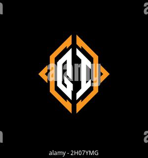 QI Monogram geometric shape style template. Monogram initial design vector on isolated background Stock Vector