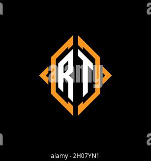 RT Monogram geometric shape style template. Monogram initial design vector on isolated background Stock Vector