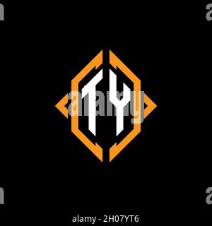 TY Monogram geometric shape style template. Monogram initial design vector on isolated background Stock Vector