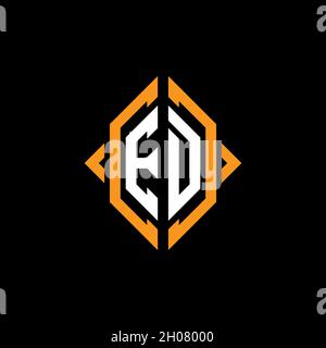 ED Monogram geometric shape style template. Monogram initial design vector on isolated background Stock Vector