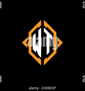 WT Monogram geometric shape style template. Monogram initial design vector on isolated background Stock Vector