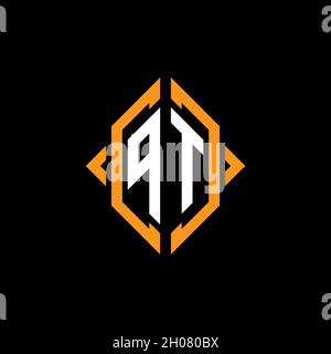 PT Monogram geometric shape style template. Monogram initial design vector on isolated background Stock Vector