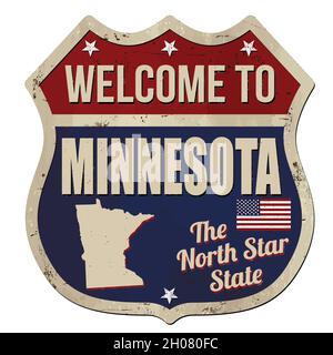 Welcome to Minnesota vintage rusty metal sign on a white background, vector illustration Stock Vector