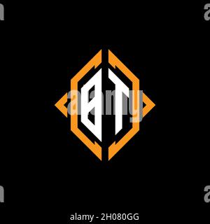 BT Monogram geometric shape style template. Monogram initial design vector on isolated background Stock Vector