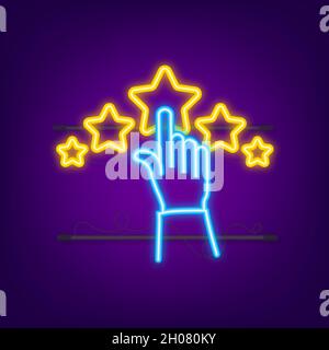 Customer review, Usability Evaluation, Feedback, Rating system isometric concept. Neon style. Vector illustration Stock Vector