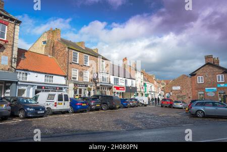 The market place in the North Yorkshire town of Thirsk. Stock Photo