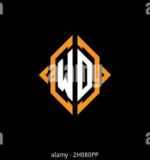 WO Monogram geometric shape style template. Monogram initial design vector on isolated background Stock Vector