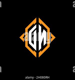 DN Monogram geometric shape style template. Monogram initial design vector on isolated background Stock Vector