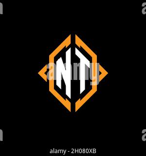 NT Monogram geometric shape style template. Monogram initial design vector on isolated background Stock Vector