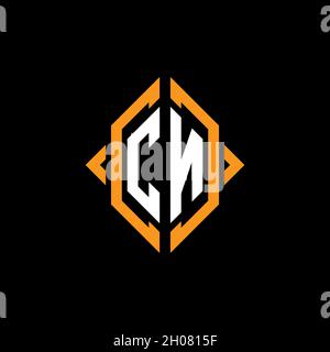 CN Monogram geometric shape style template. Monogram initial design vector on isolated background Stock Vector