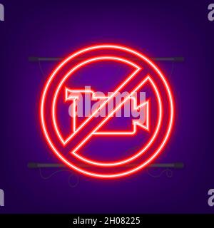 No record. Photo camera icon. Picture on white backdrop. Stop sign. Neon style. Vector illustration Stock Vector