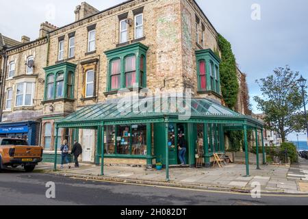 Keith's sport shop, a Victorian white brick terrace building, Saltburn by the Sea, England, UK. Stock Photo