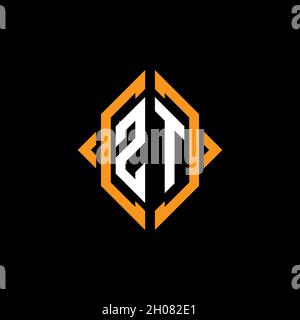 ZT Monogram geometric shape style template. Monogram initial design vector on isolated background Stock Vector