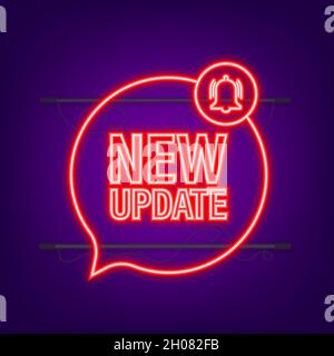 New update banner in modern style. Neon icon. Web design. Vector stock illustration Stock Vector