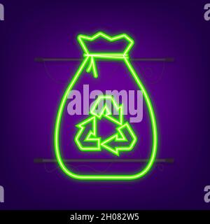 Set ecology nature. Solar power. Save planet. Neon style. Vector illustration Stock Vector