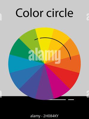Color circle with 12 segments, Color circle with 12 segments, minimalist vector illustration Stock Vector