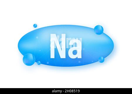 Na, Natrium blue shining pill capsule icon. Vector stock illustration Stock Vector