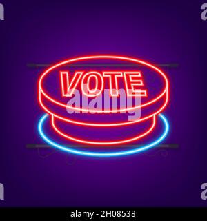 Vote button. Hand click icon. Finger click icon. Neon icon. Vector stock illustration Stock Vector