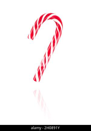 Christmas striped candy cane isolated on white background. stock photo Stock Photo