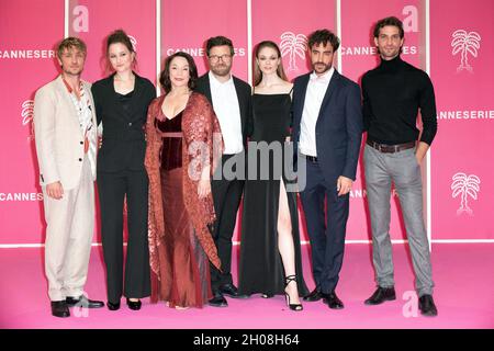 Jannik Schumann, Dominique Davenport, Julia Stemberger, Sven Bohse, Pauline Renevier, Giovanni Funiati and Jannik Schumann attend during the 4th edition of the Cannes International Series Festival (Canneseries) in Cannes, on October 11, 2021, France. Photo by David Niviere/ABACAPRESS.COM Stock Photo