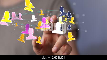 Human hand showing unity group and teamwork concept Stock Photo
